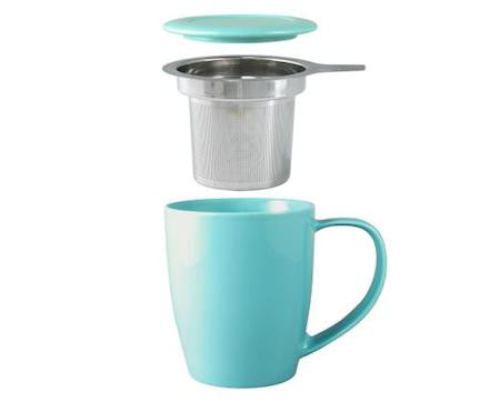 Curve Tall Tea Mug With Infuser Turquoise
