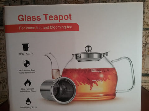Glass Teapot with Basket Infuser, 40 oz.