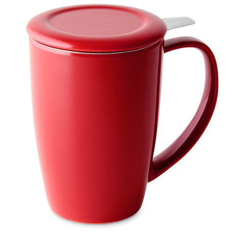 Curve Tall Tea Mug With Infuser - Red